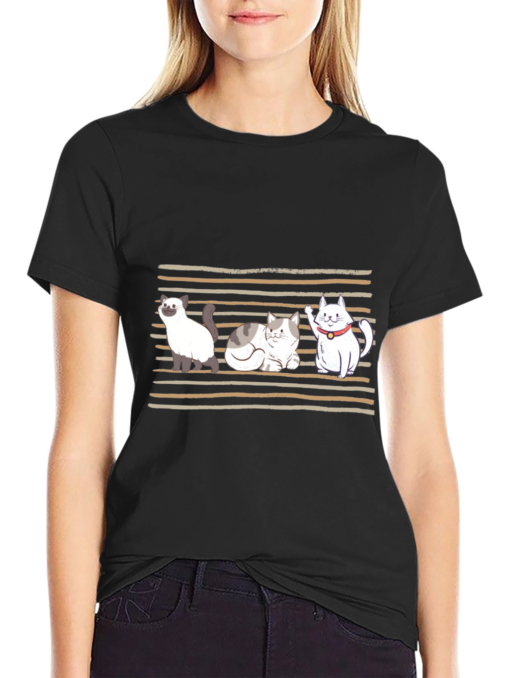 Cute Cats Graphic T-Shirt - Black