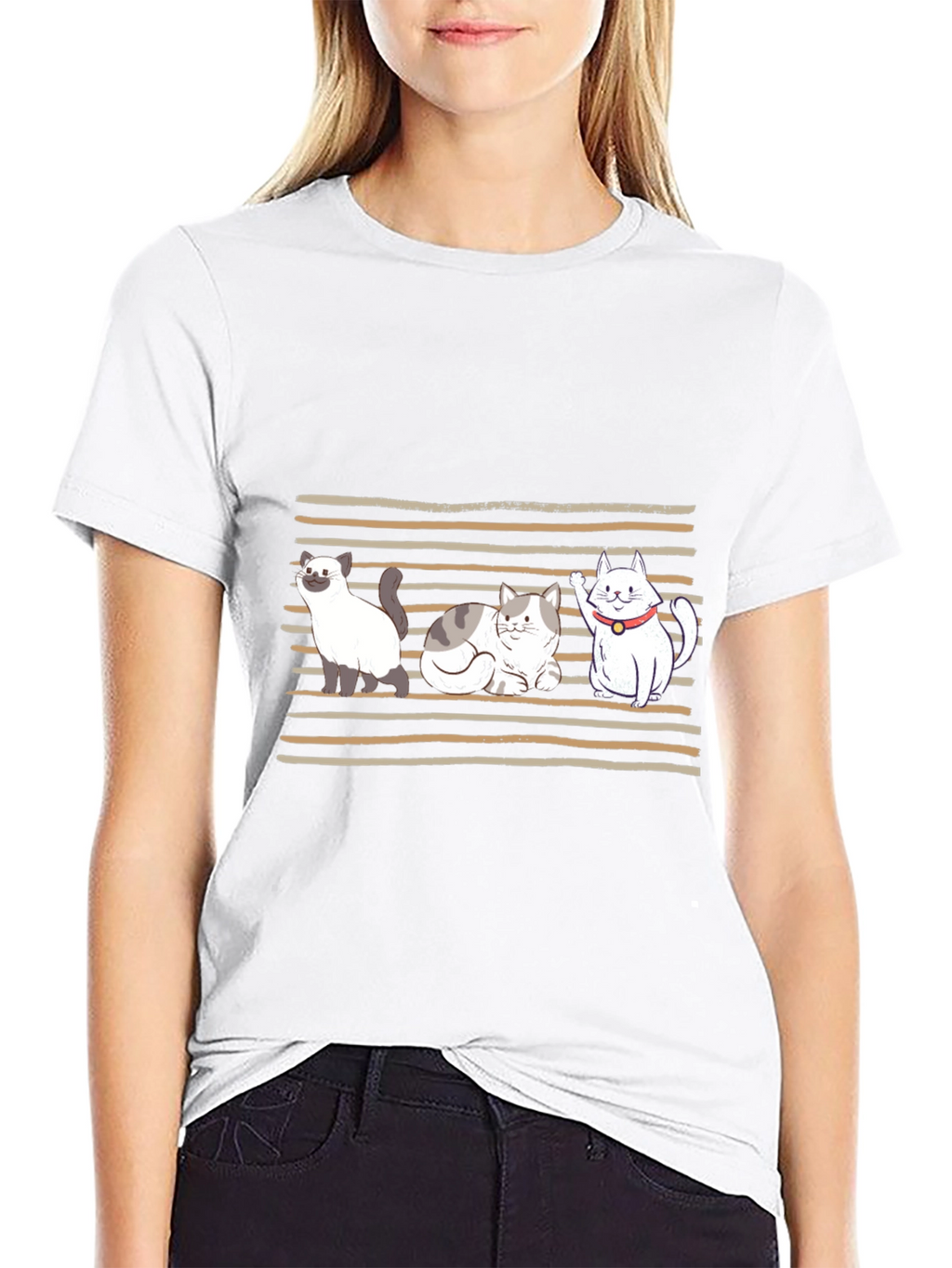 Cute Cats Graphic T-Shirt - Black