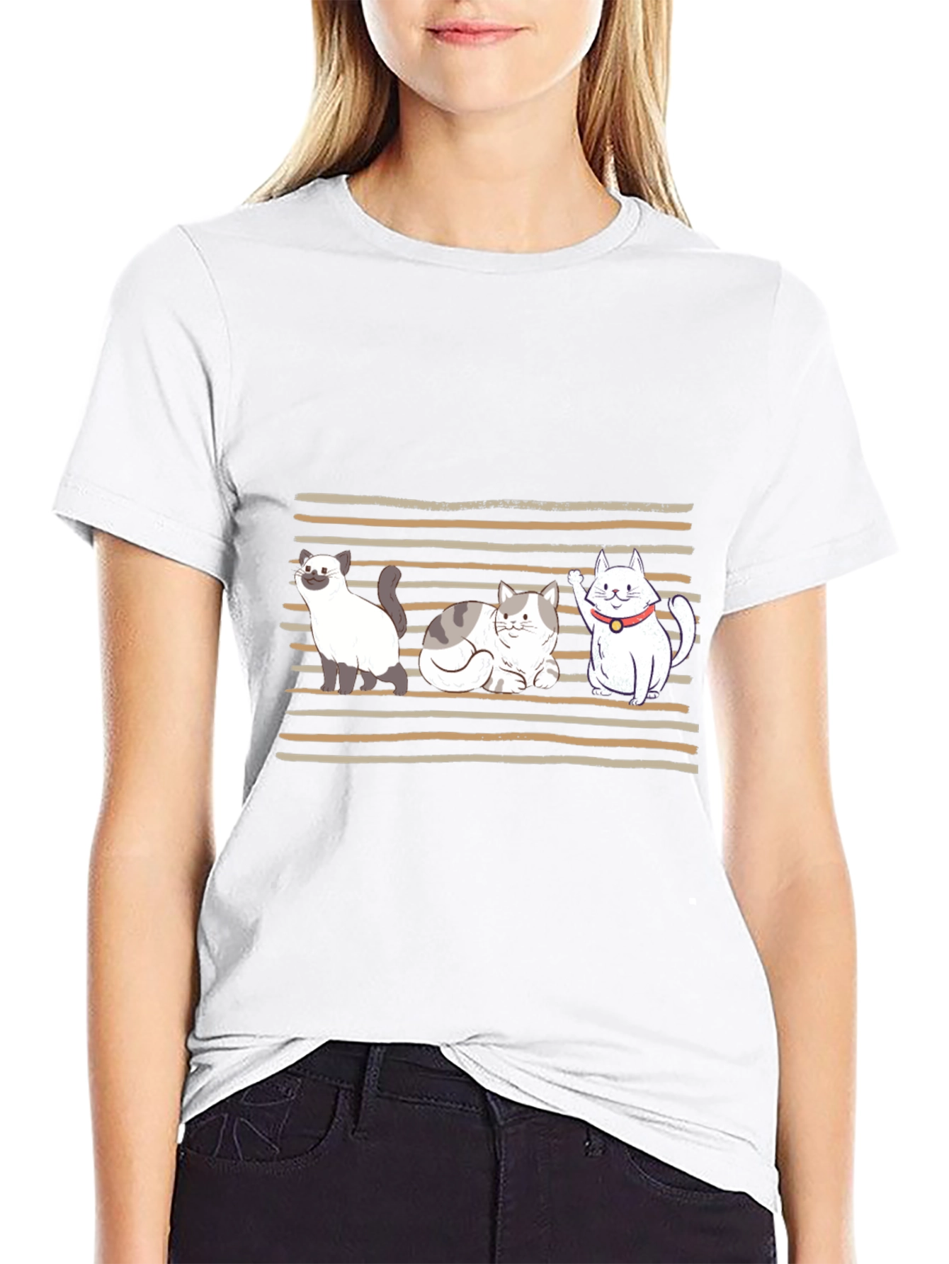 Cute Cats Graphic T-Shirt - Black