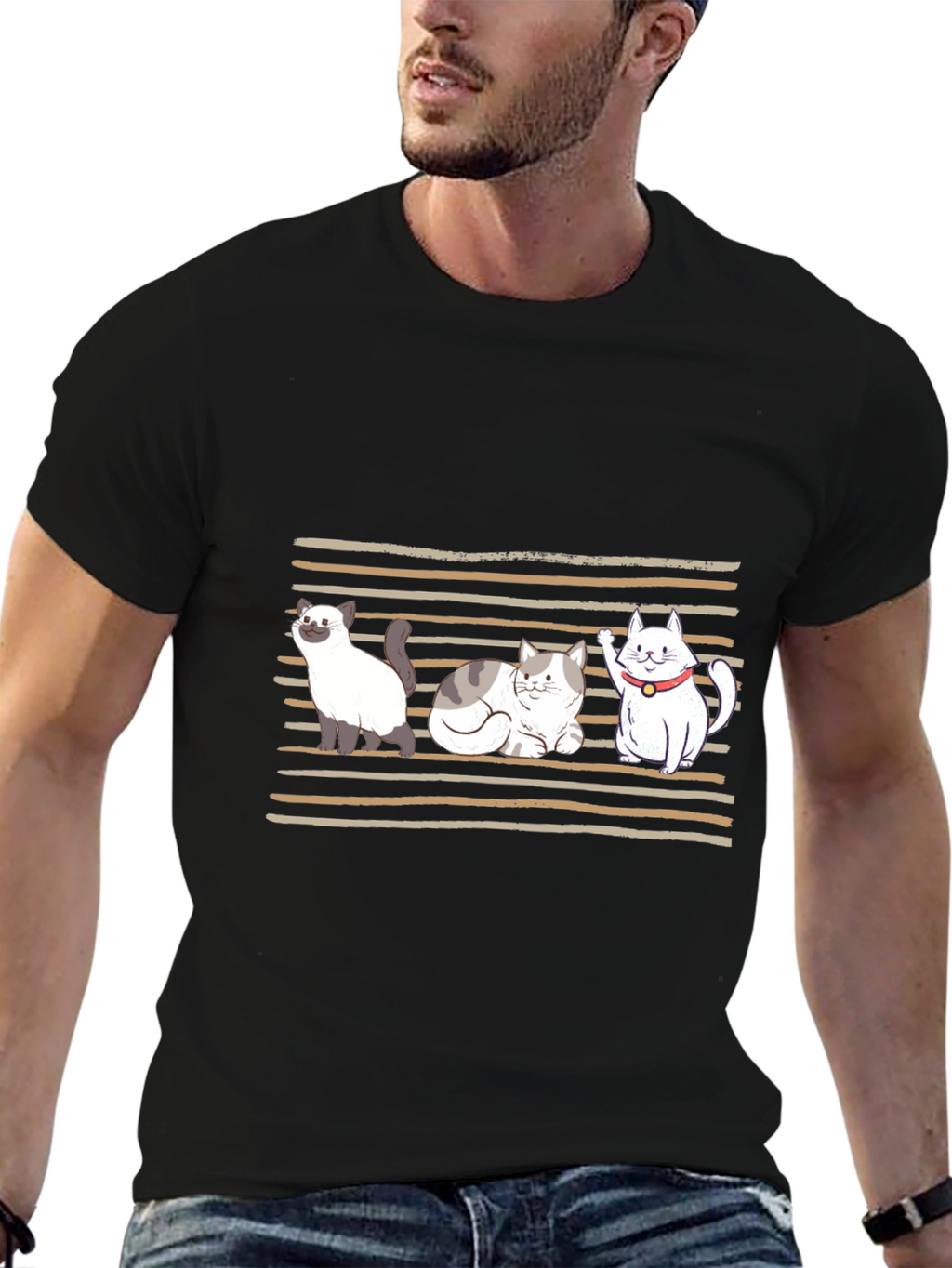 Cute Cats Graphic T-Shirt - Black