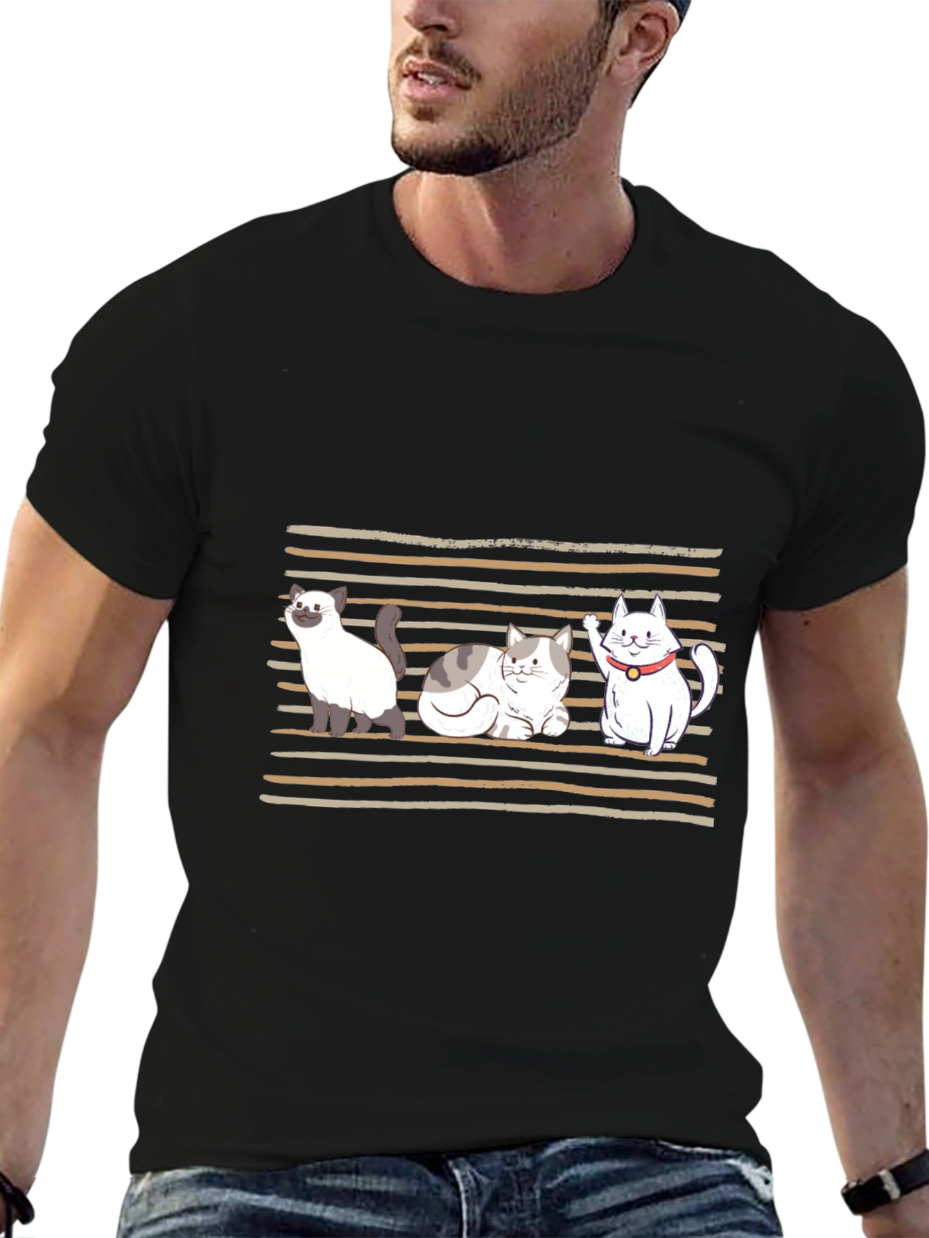 Cute Cats Graphic T-Shirt - Black