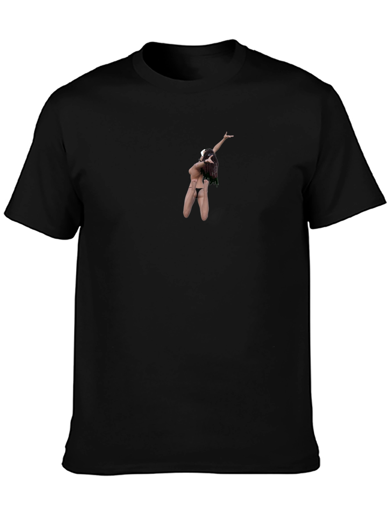 Black T-Shirt with Unique Hula Dancer Graphic