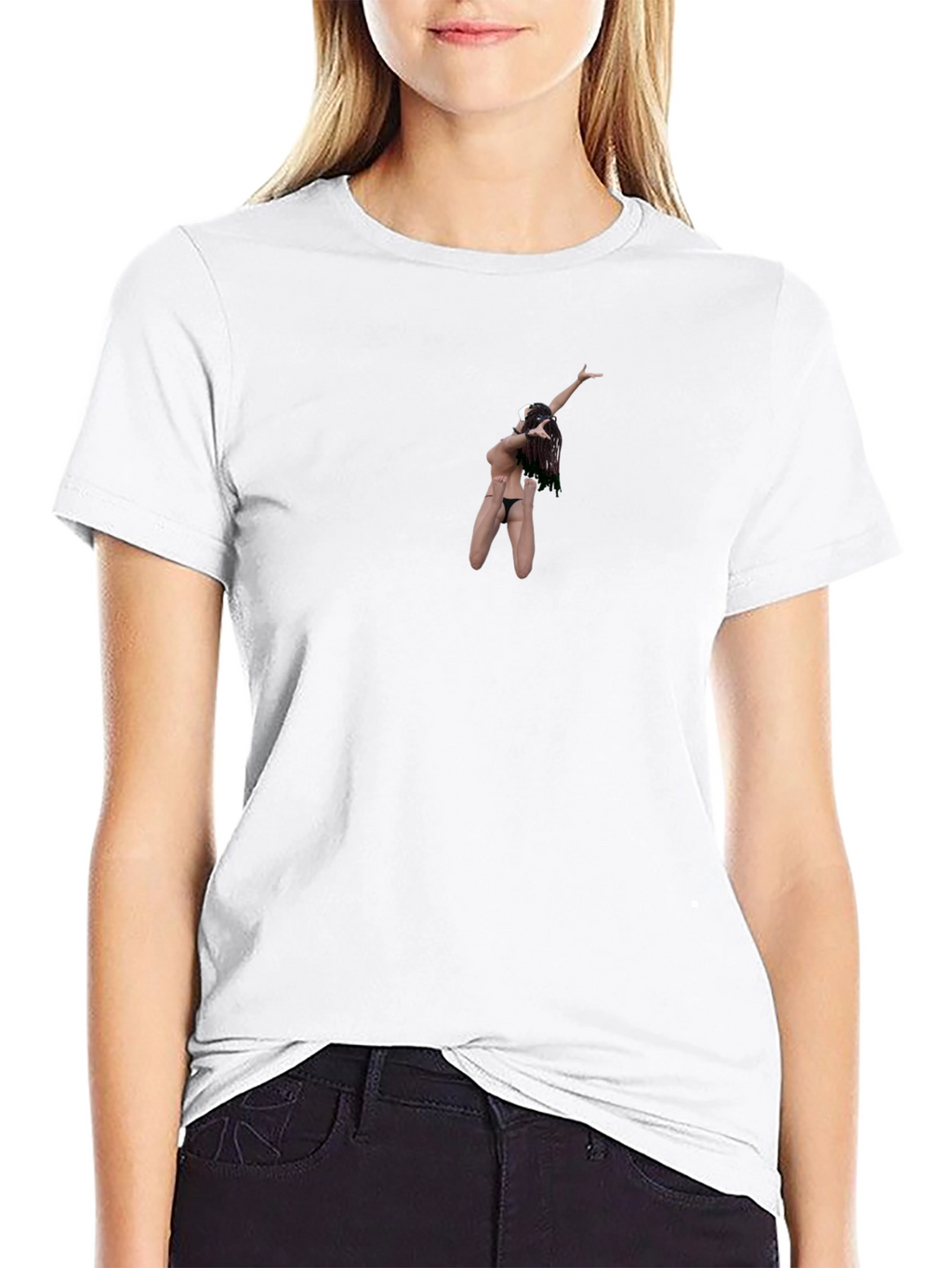 Black T-Shirt with Unique Hula Dancer Graphic