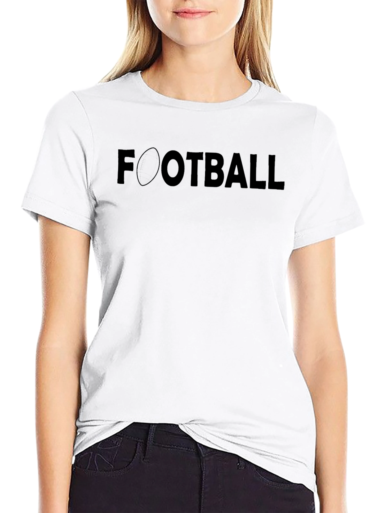 Football Graphic Print T-Shirt - Black