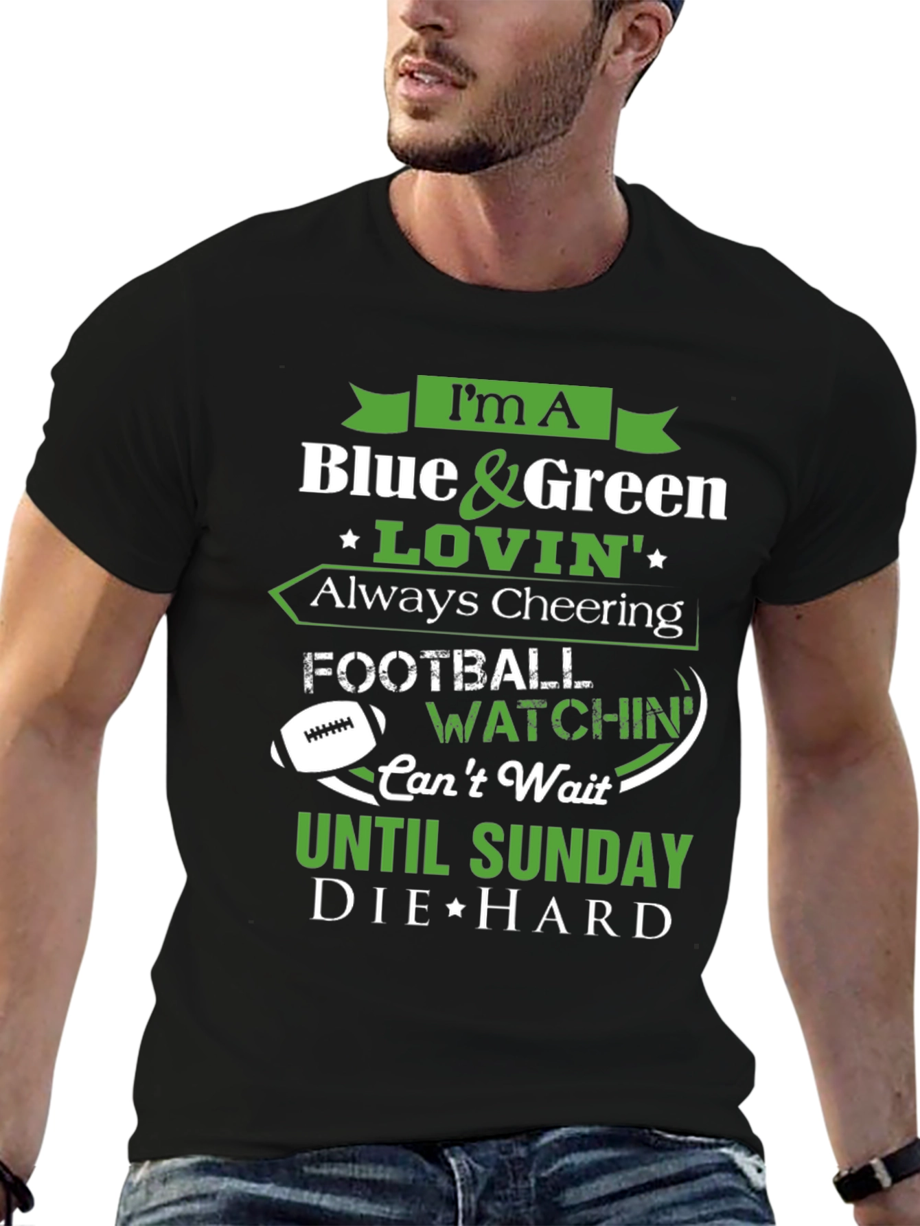 Blue & Green Football Fan T-Shirt