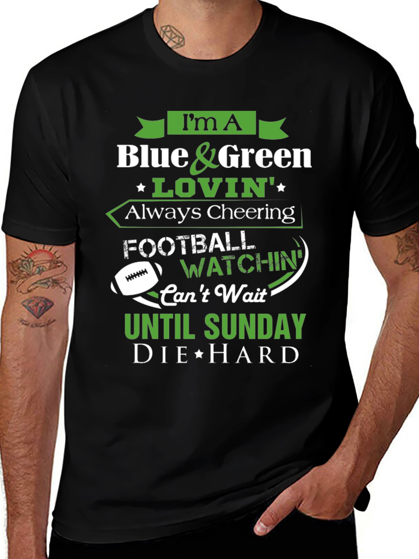 Blue & Green Football Fan T-Shirt