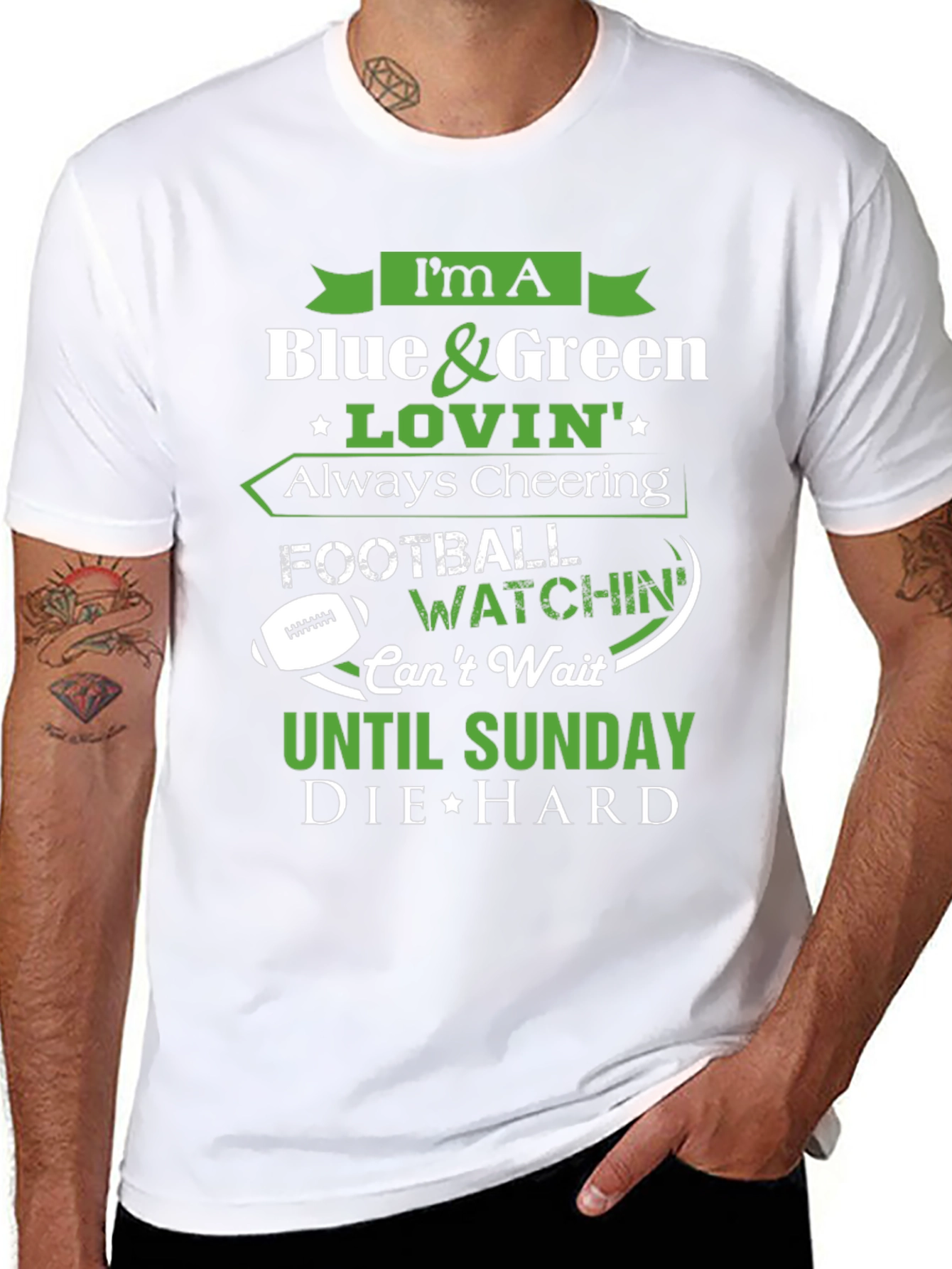 Blue & Green Football Fan T-Shirt