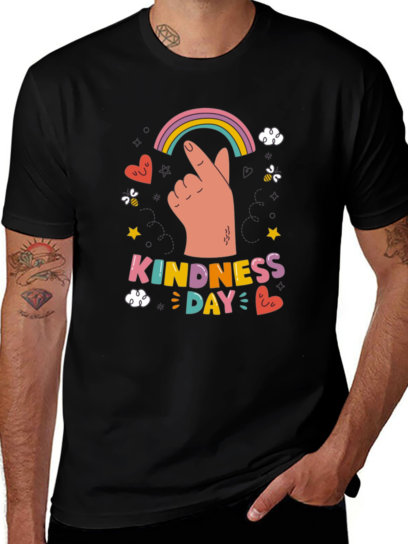 Kindness Day Graphic Tee - Black Short Sleeve Crew Neck