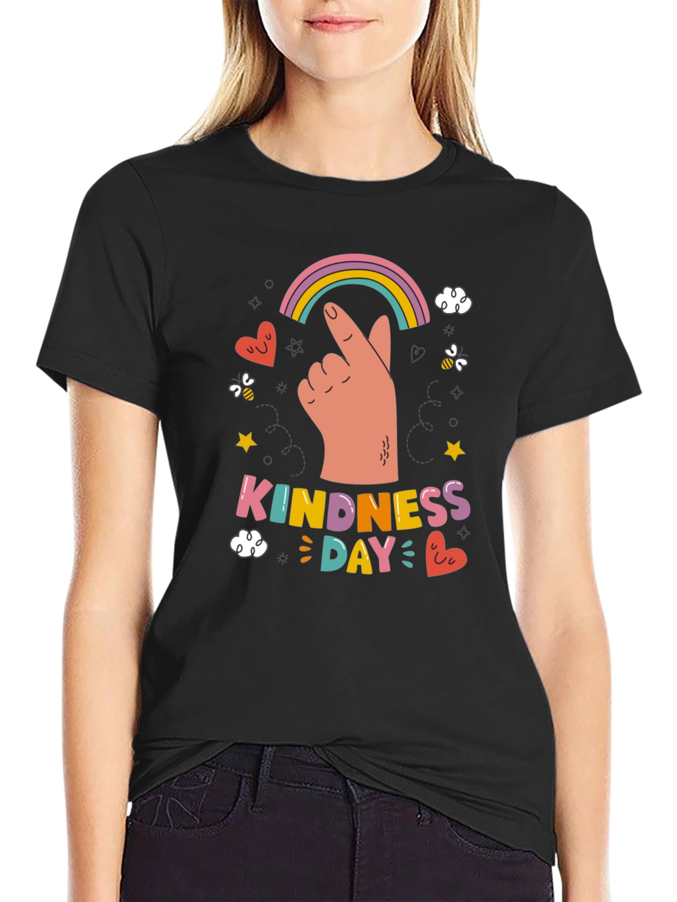 Kindness Day Graphic Tee - Black Short Sleeve Crew Neck
