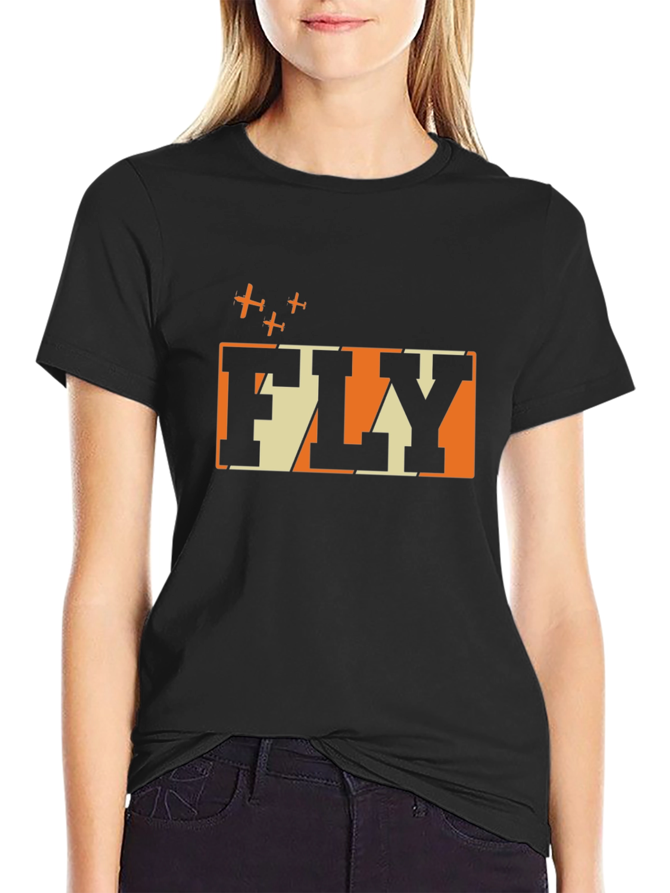 Fly Graphic Tee - Airplane Design Short Sleeve T-Shirt