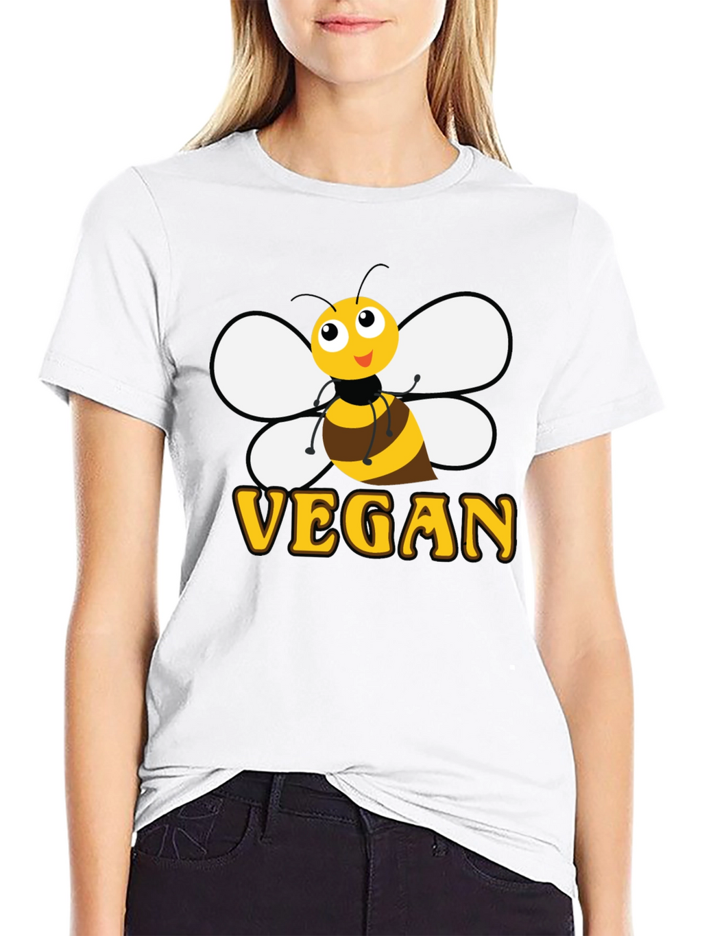 Bee Vegan T-Shirt - Black Cotton Graphic Tee
