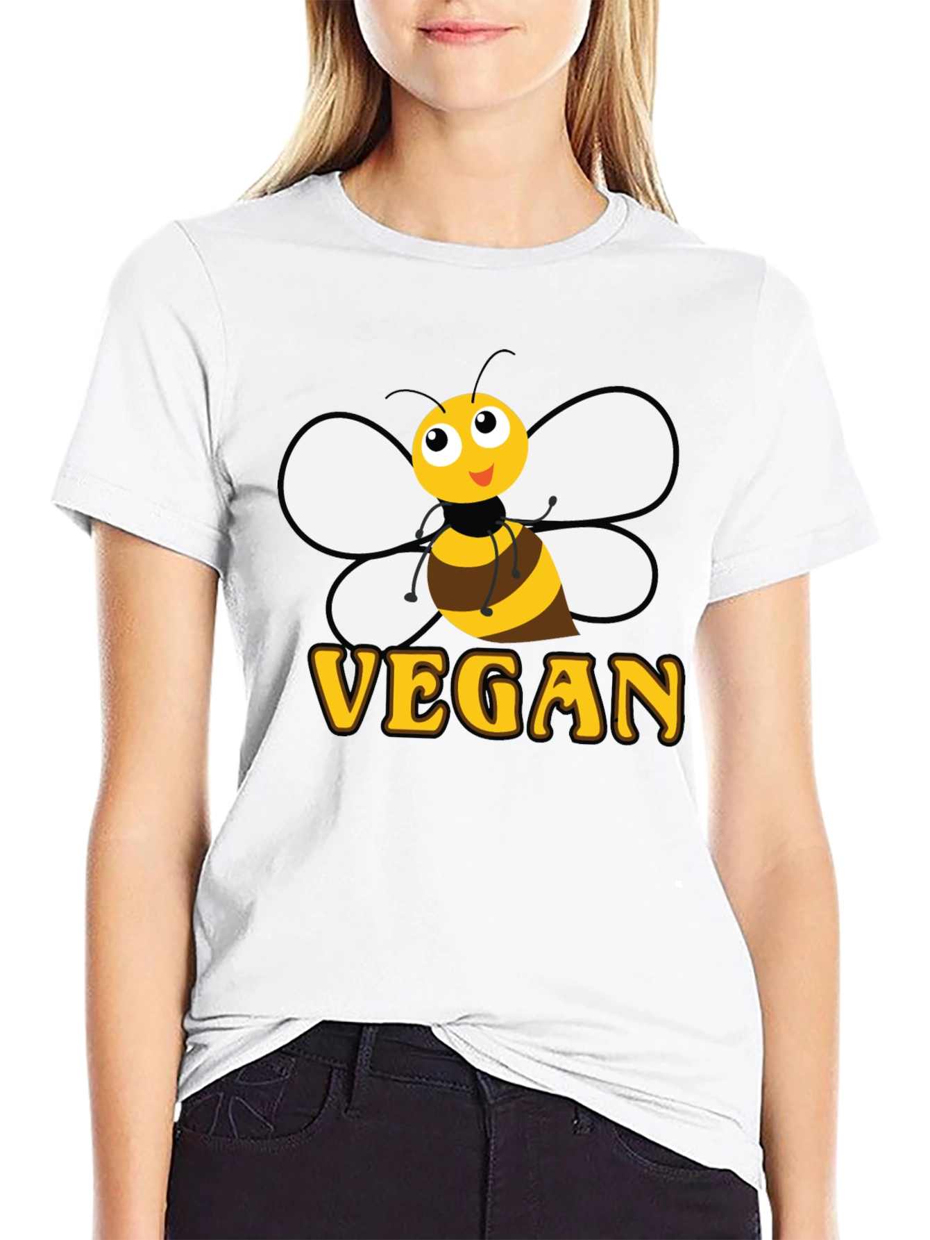 Bee Vegan T-Shirt - Black Cotton Graphic Tee