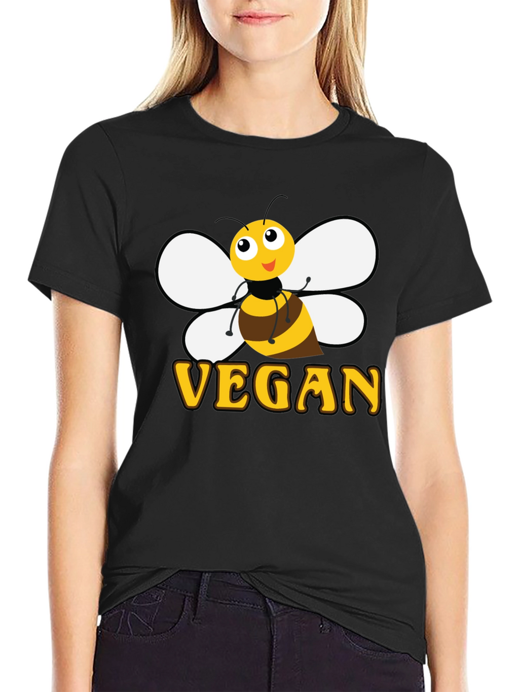 Bee Vegan T-Shirt - Black Cotton Graphic Tee