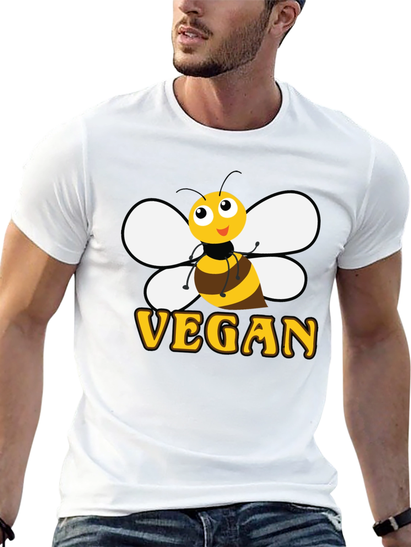 Bee Vegan T-Shirt - Black Cotton Graphic Tee