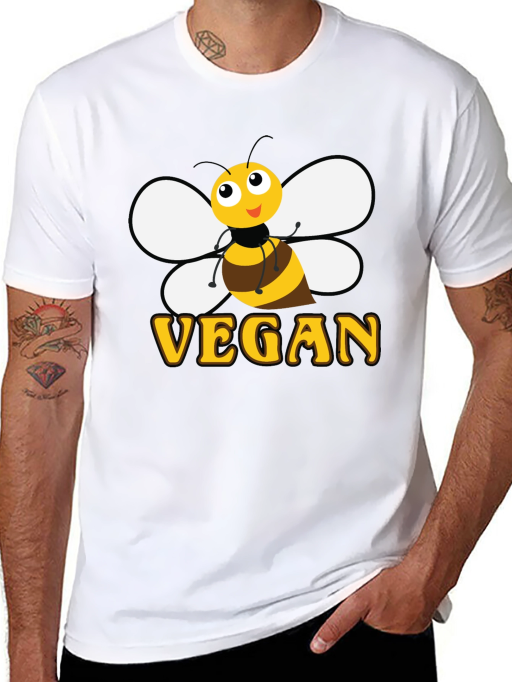 Bee Vegan T-Shirt - Black Cotton Graphic Tee