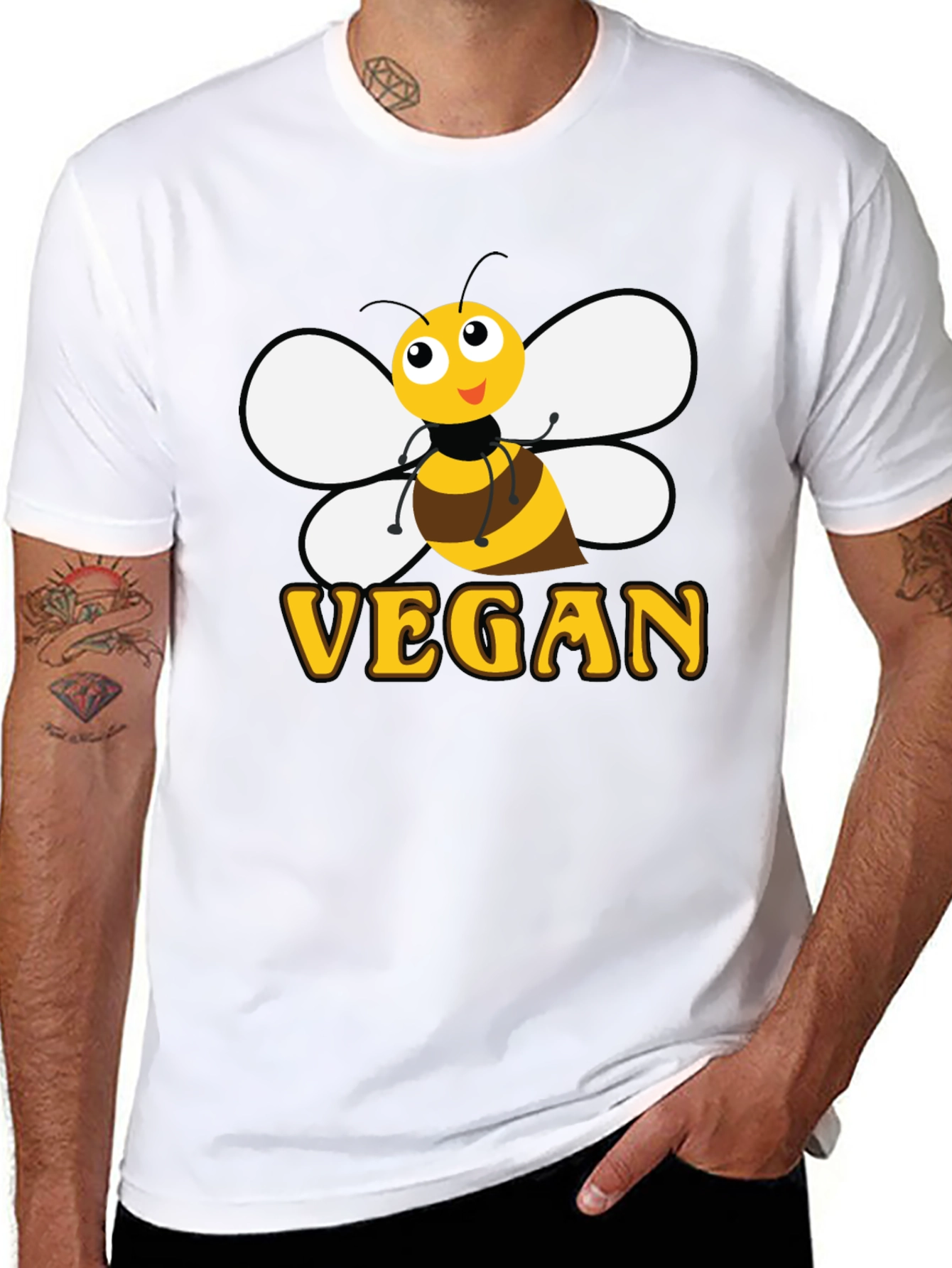 Bee Vegan T-Shirt - Black Cotton Graphic Tee