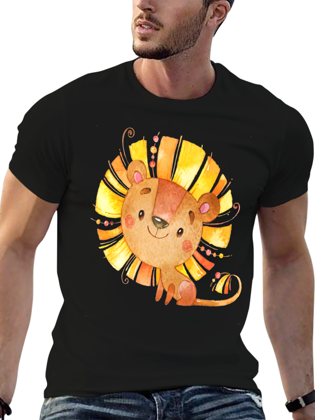 Lion Graphic Tee - Cute Cartoon Design