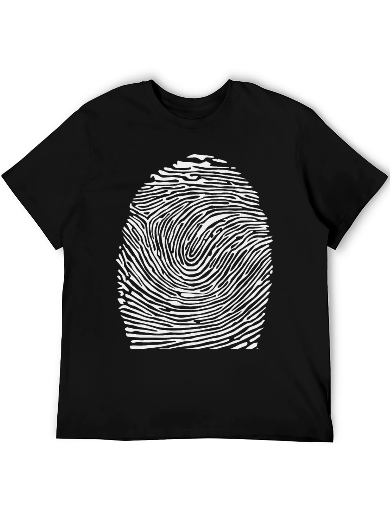 Unique Fingerprint Graphic Tee - Black Cotton T-Shirt