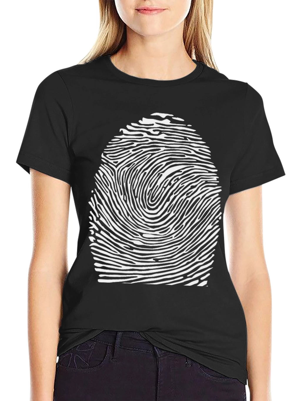 Unique Fingerprint Graphic Tee - Black Cotton T-Shirt