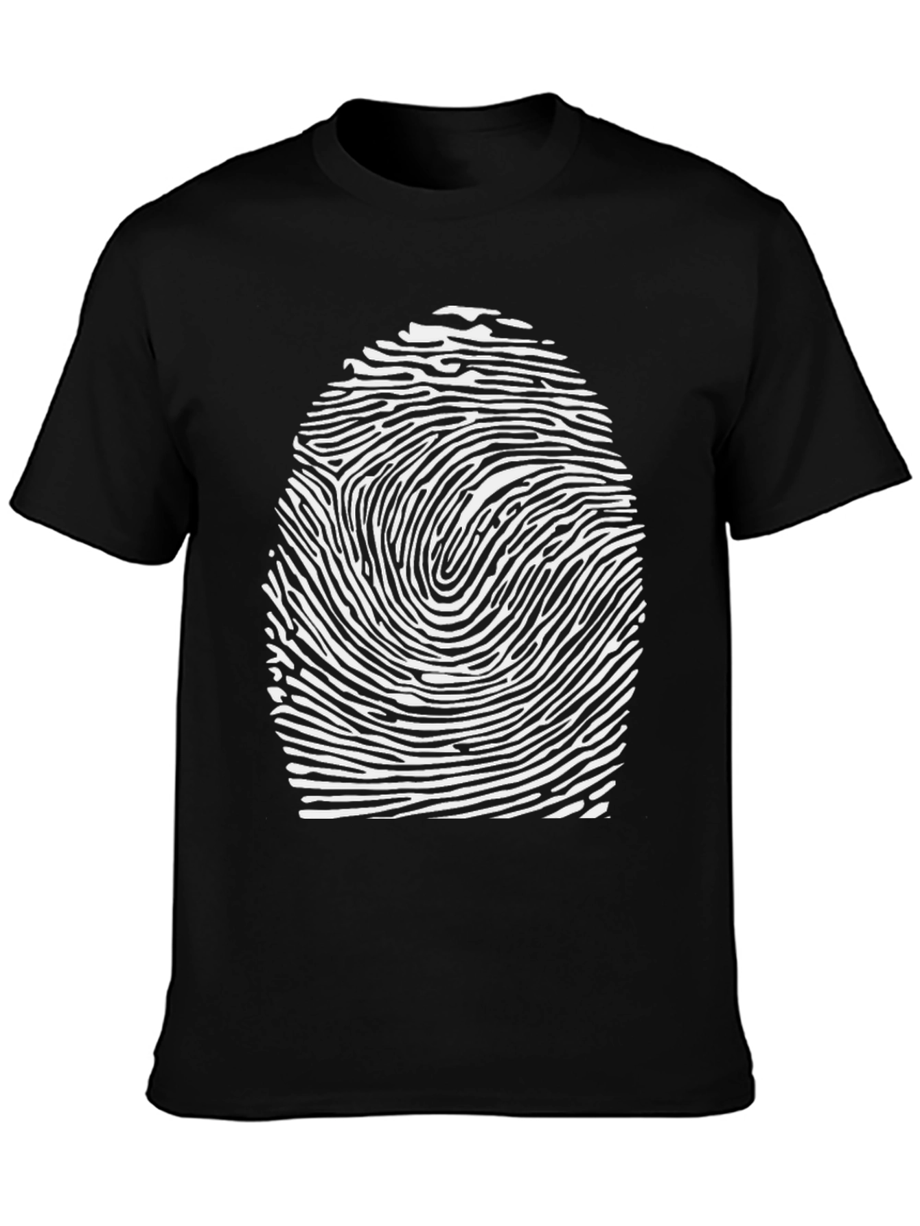 Unique Fingerprint Graphic Tee - Black Cotton T-Shirt
