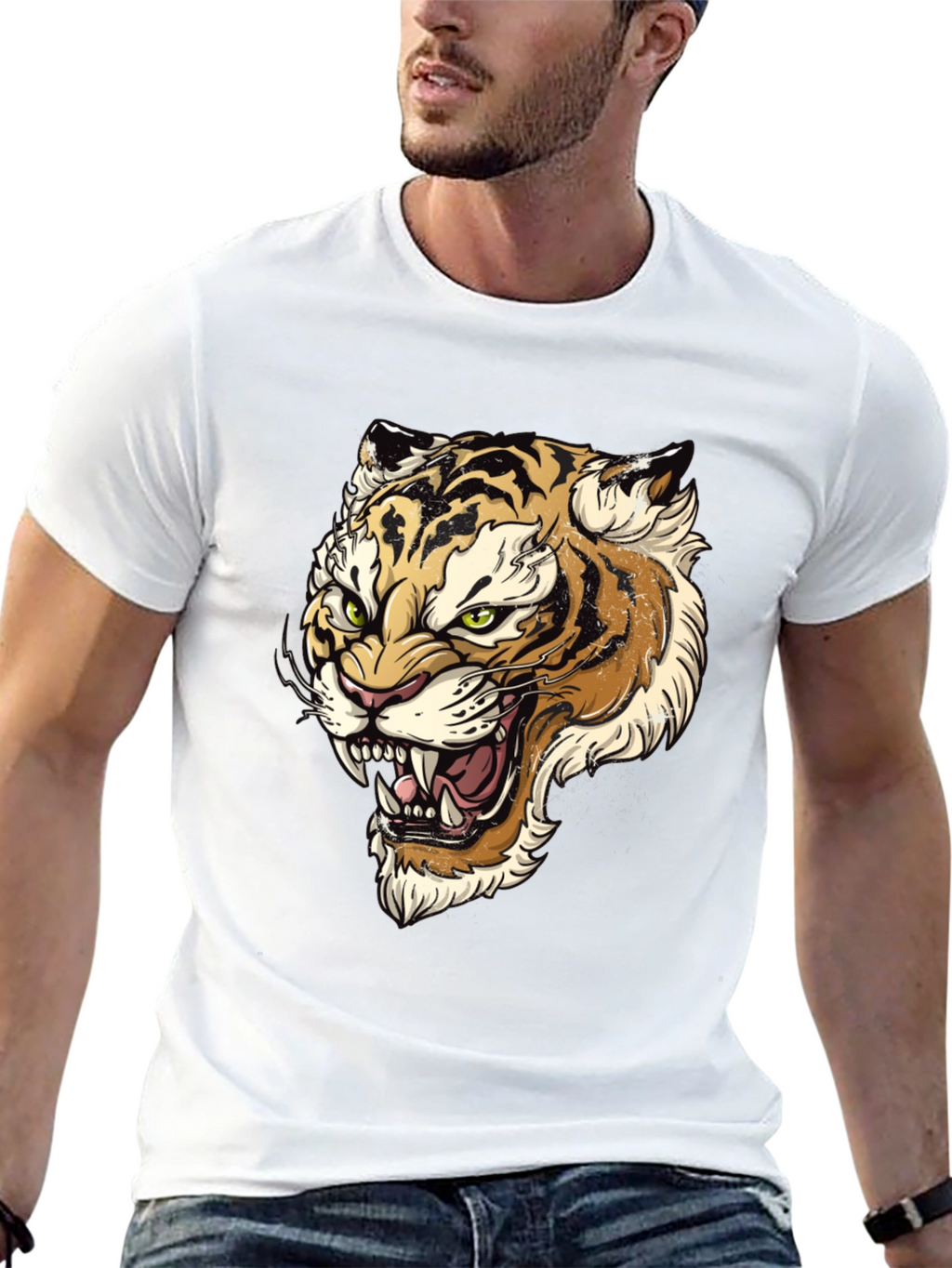 Tiger Graphic Print Mens T-Shirt