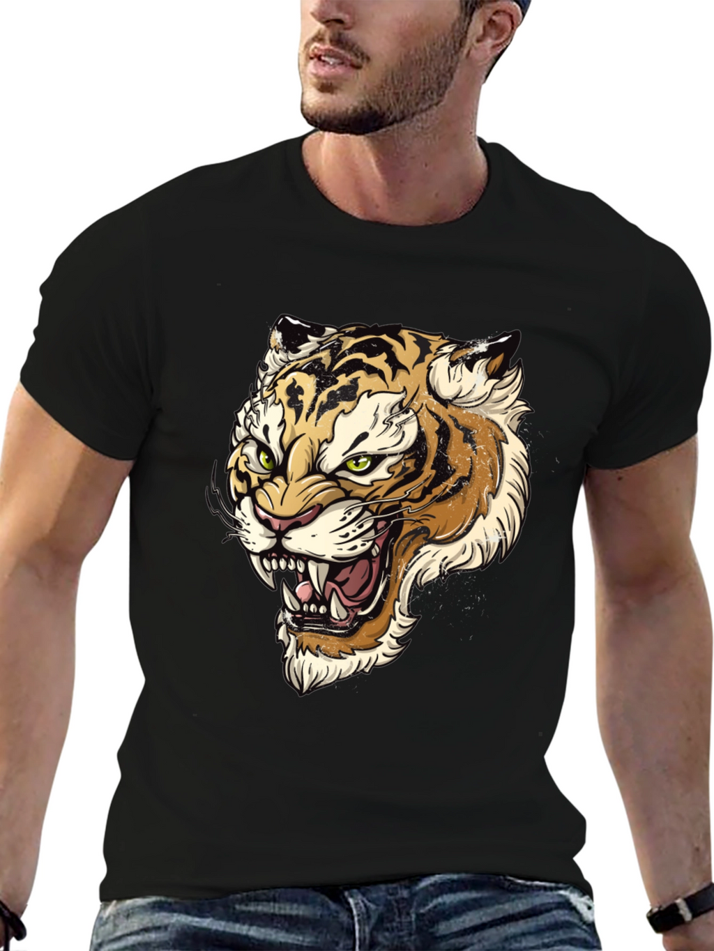 Tiger Graphic Print Mens T-Shirt