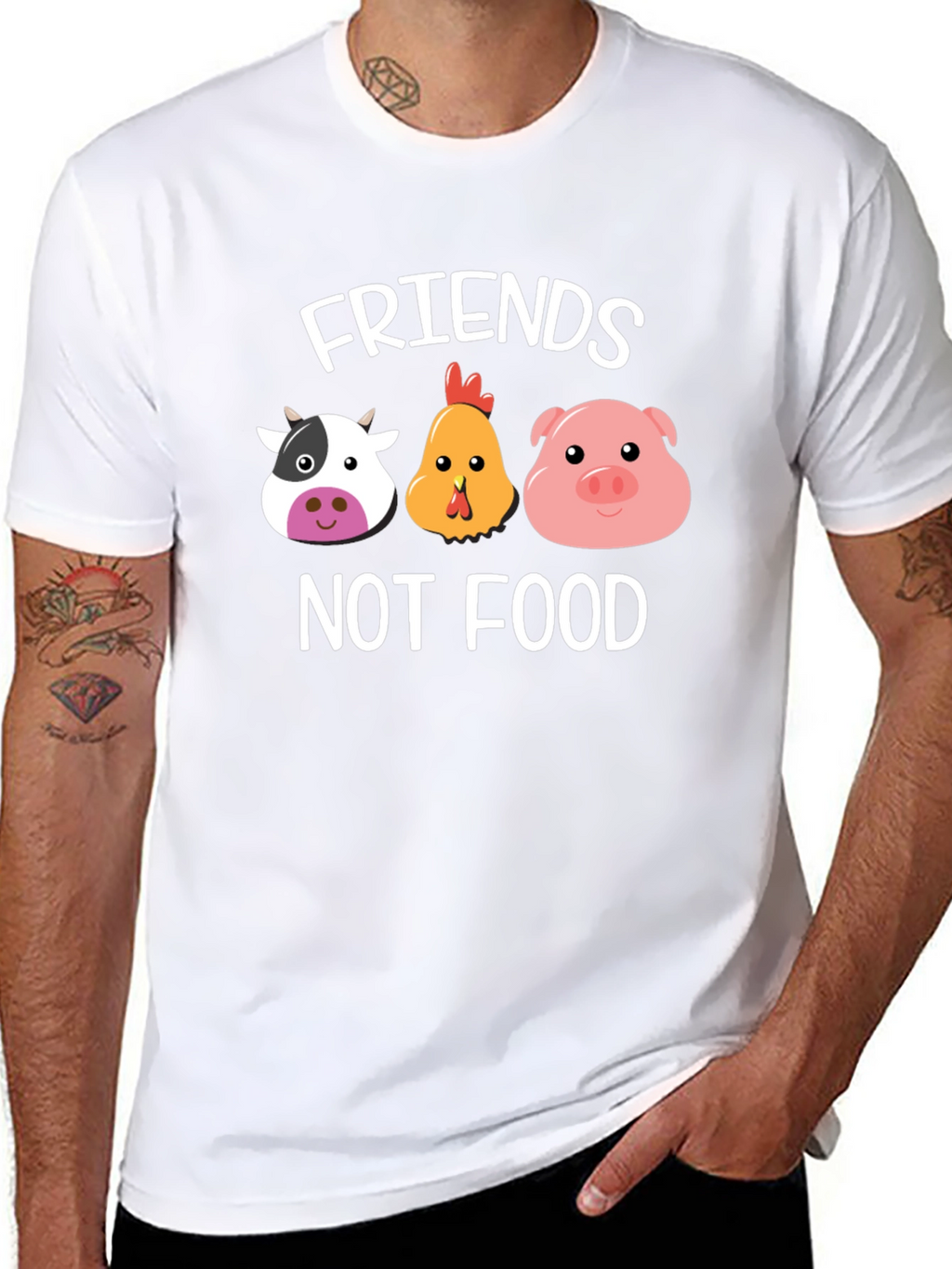 Friends Not Food T-Shirt - Vegan Animal Lover Tee