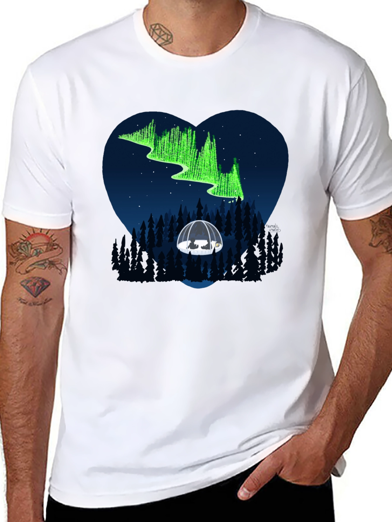 Aurora Borealis Heart Graphic Tee
