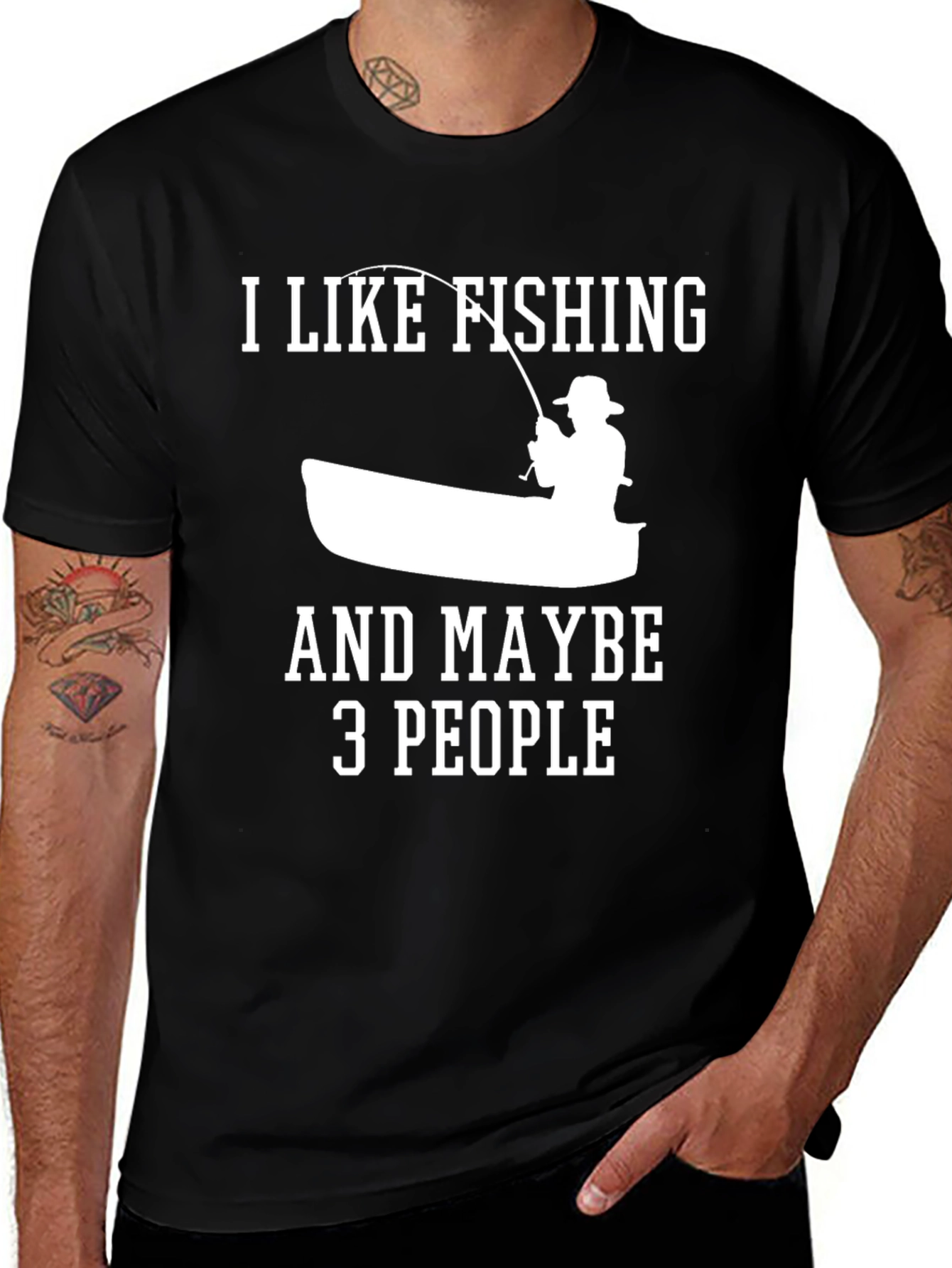 Fishing Lover T-Shirt - I Like Fishing & Maybe 3 People