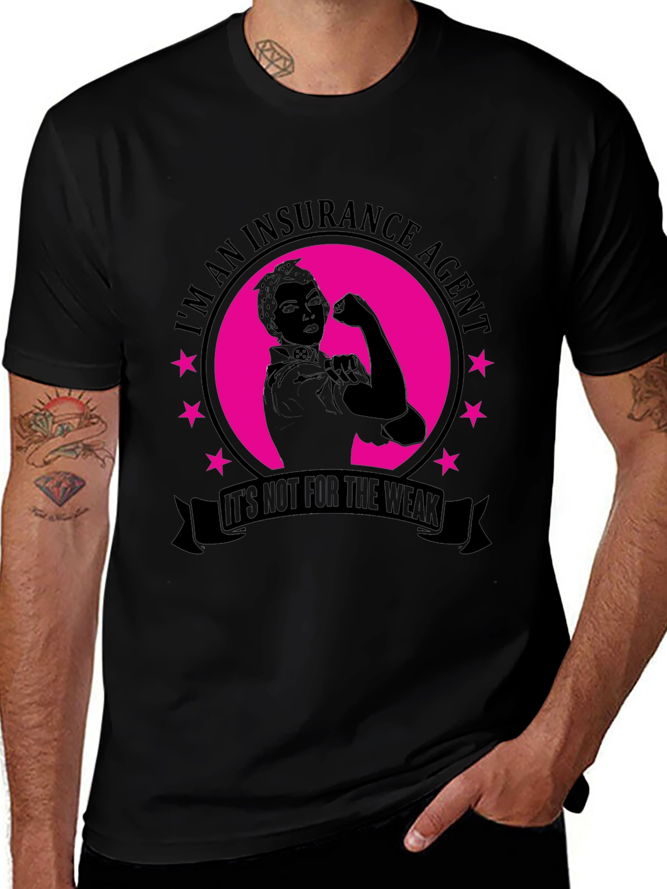 Insurance Agent Black T-Shirt for Strong Professionals