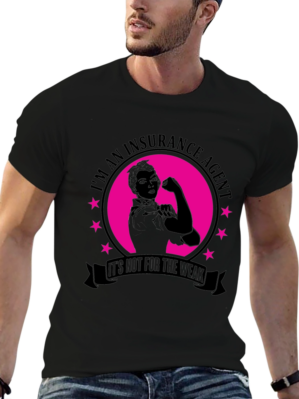 Insurance Agent Black T-Shirt for Strong Professionals