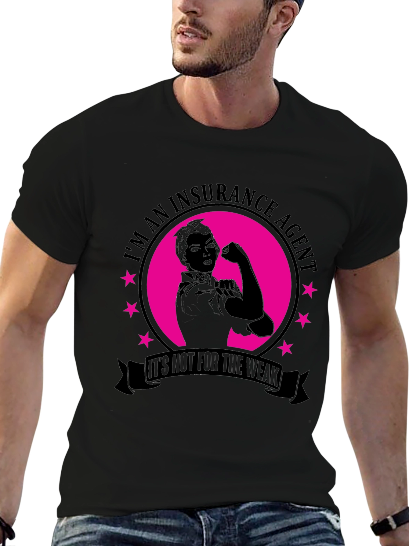 Insurance Agent Black T-Shirt for Strong Professionals