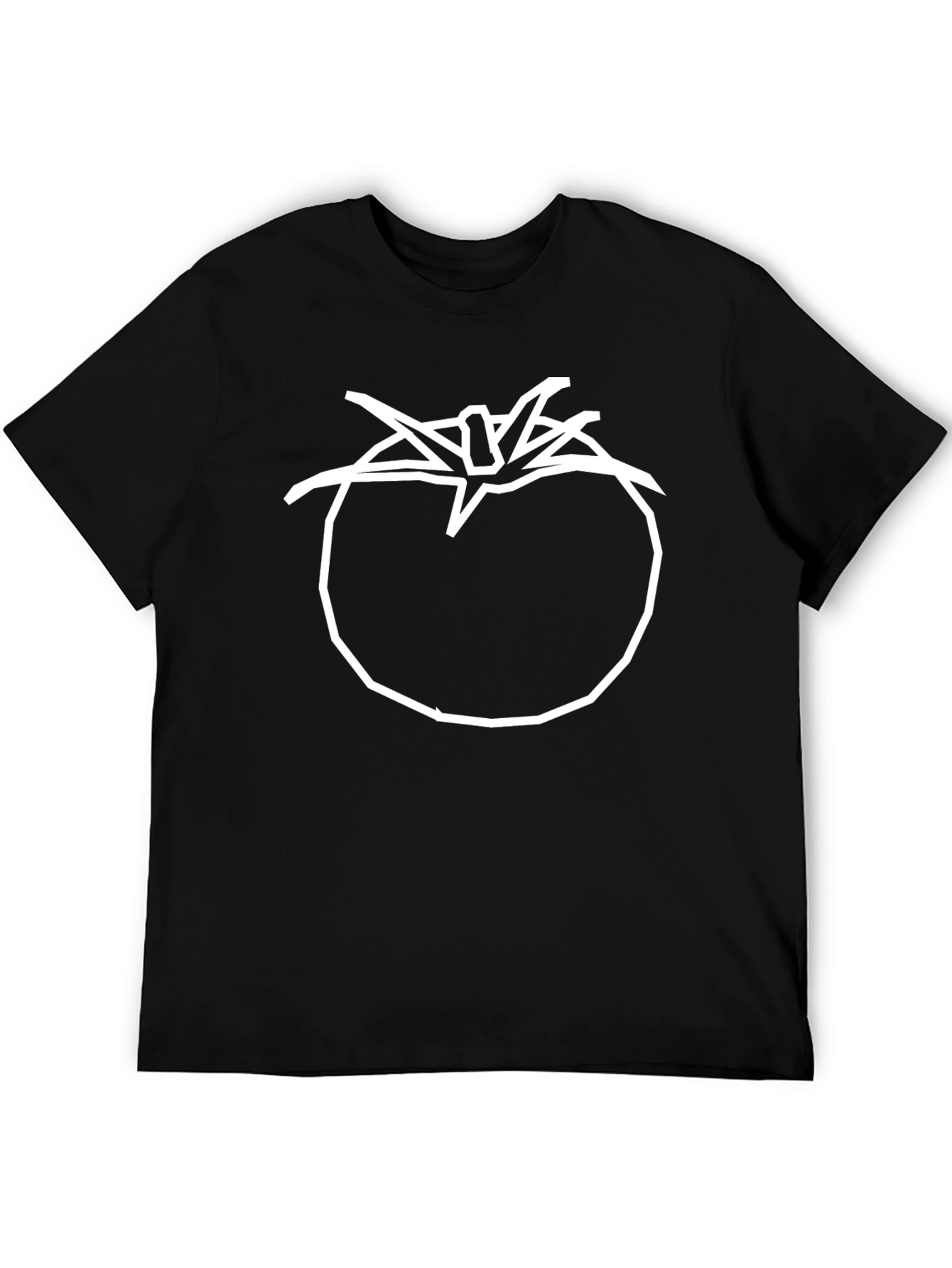 Tomato Graphic T-Shirt - Simple White Outline on Black