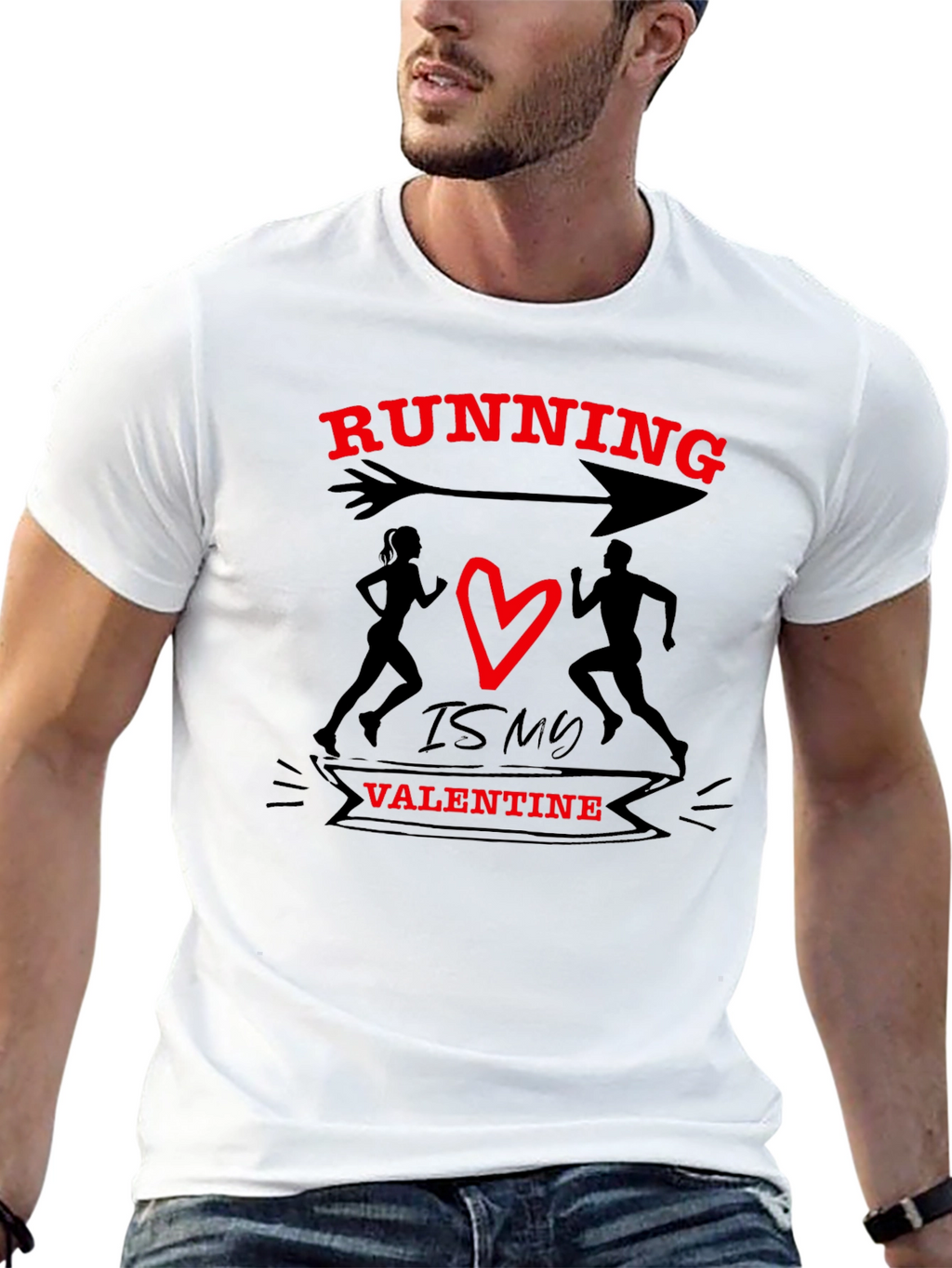 Running Valentines Day Graphic T-Shirt