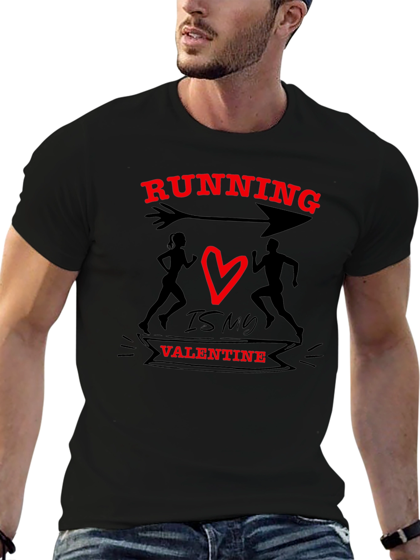 Running Valentines Day Graphic T-Shirt