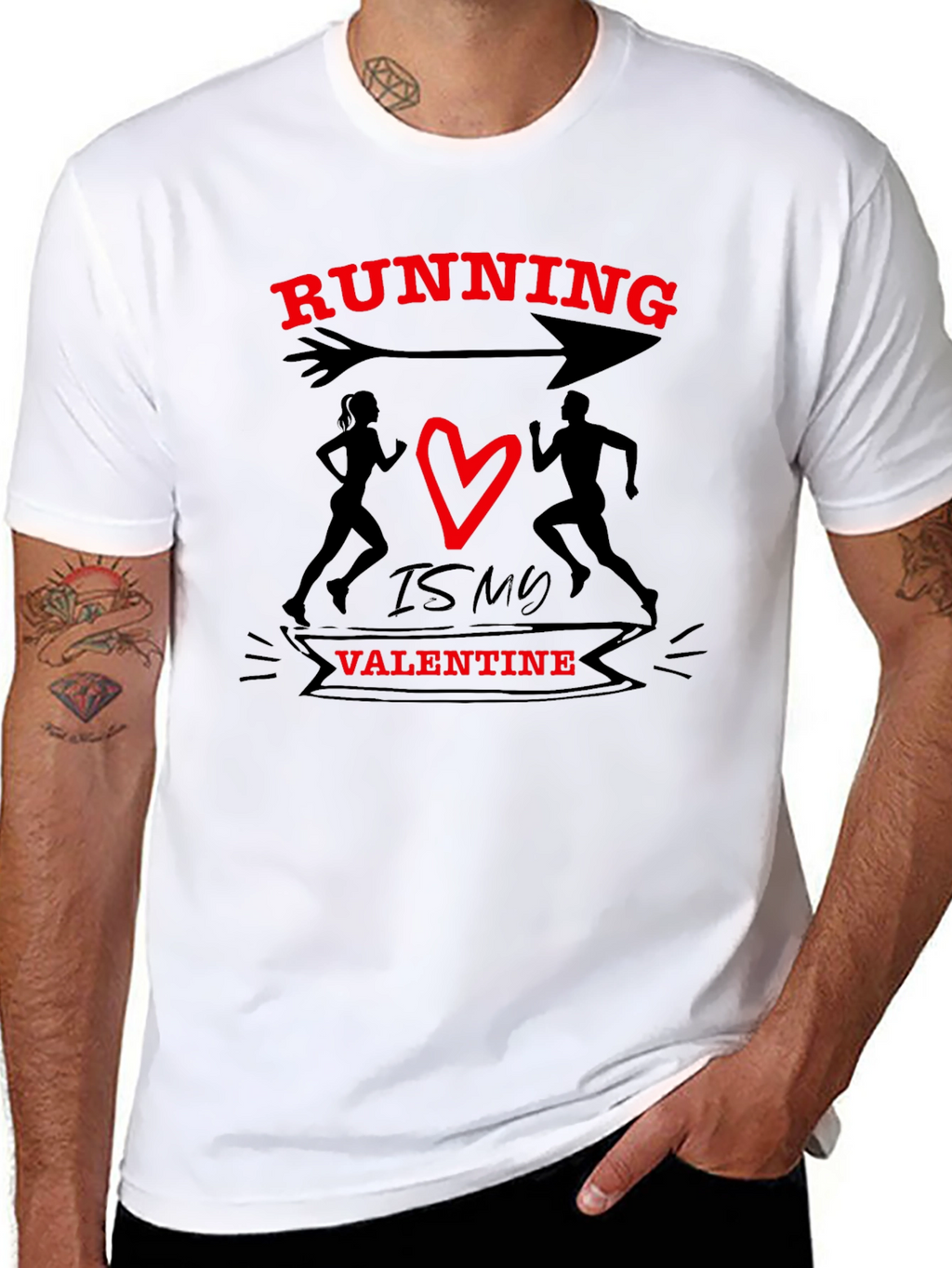 Running Valentines Day Graphic T-Shirt
