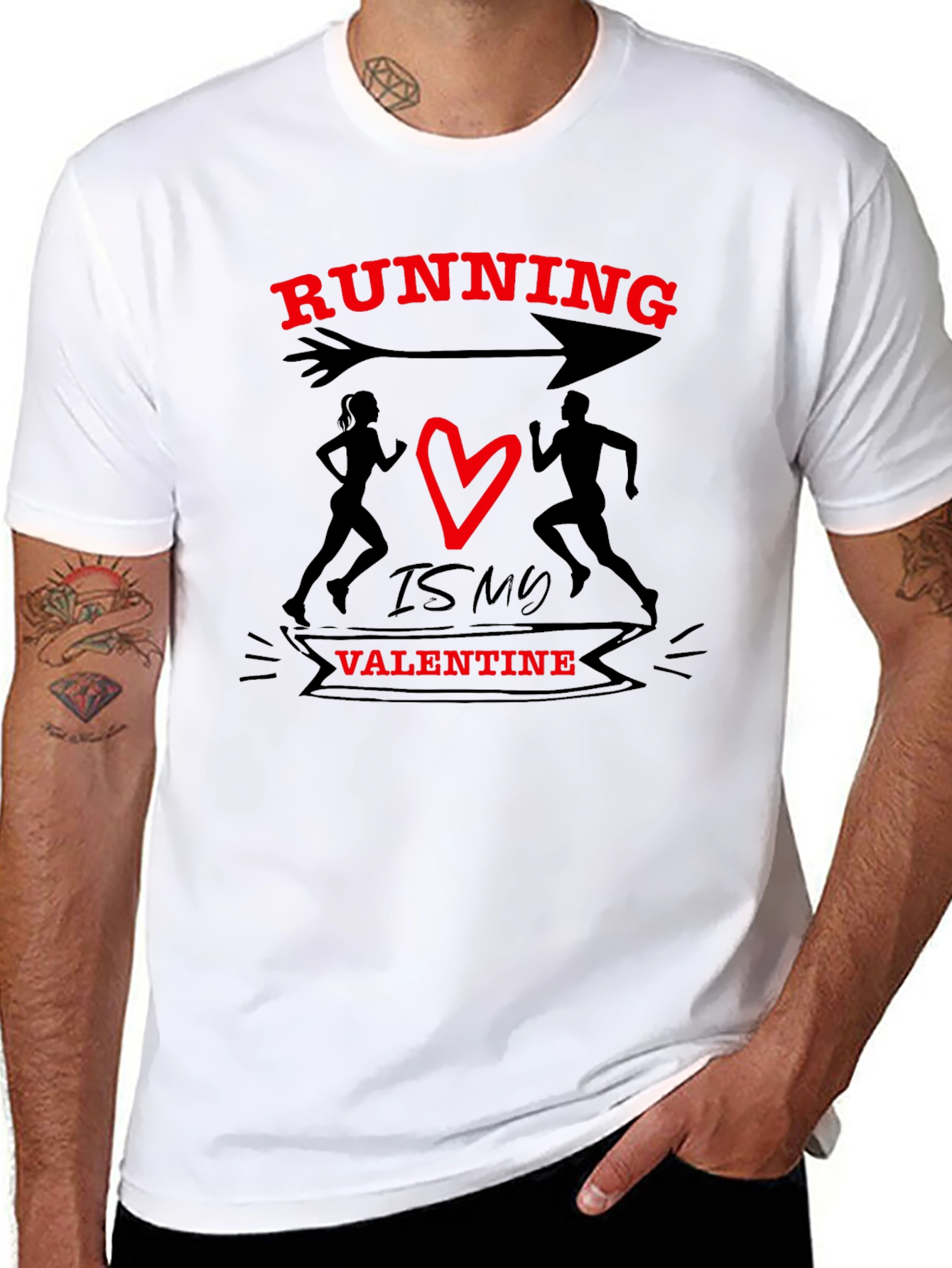 Running Valentines Day Graphic T-Shirt
