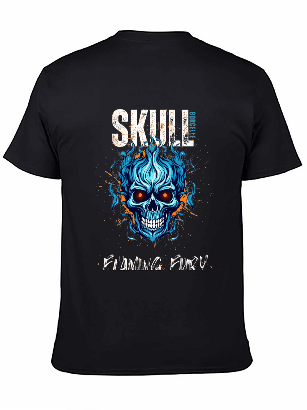 Skull Flaming Fury Graphic Print T-Shirt