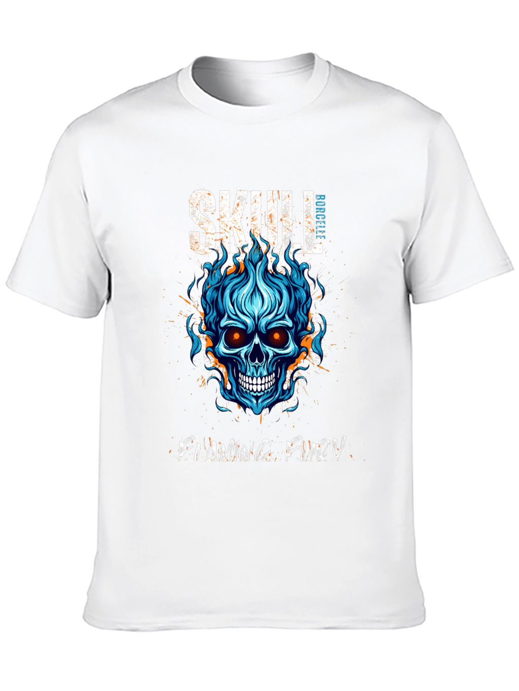 Skull Flaming Fury Graphic Print T-Shirt