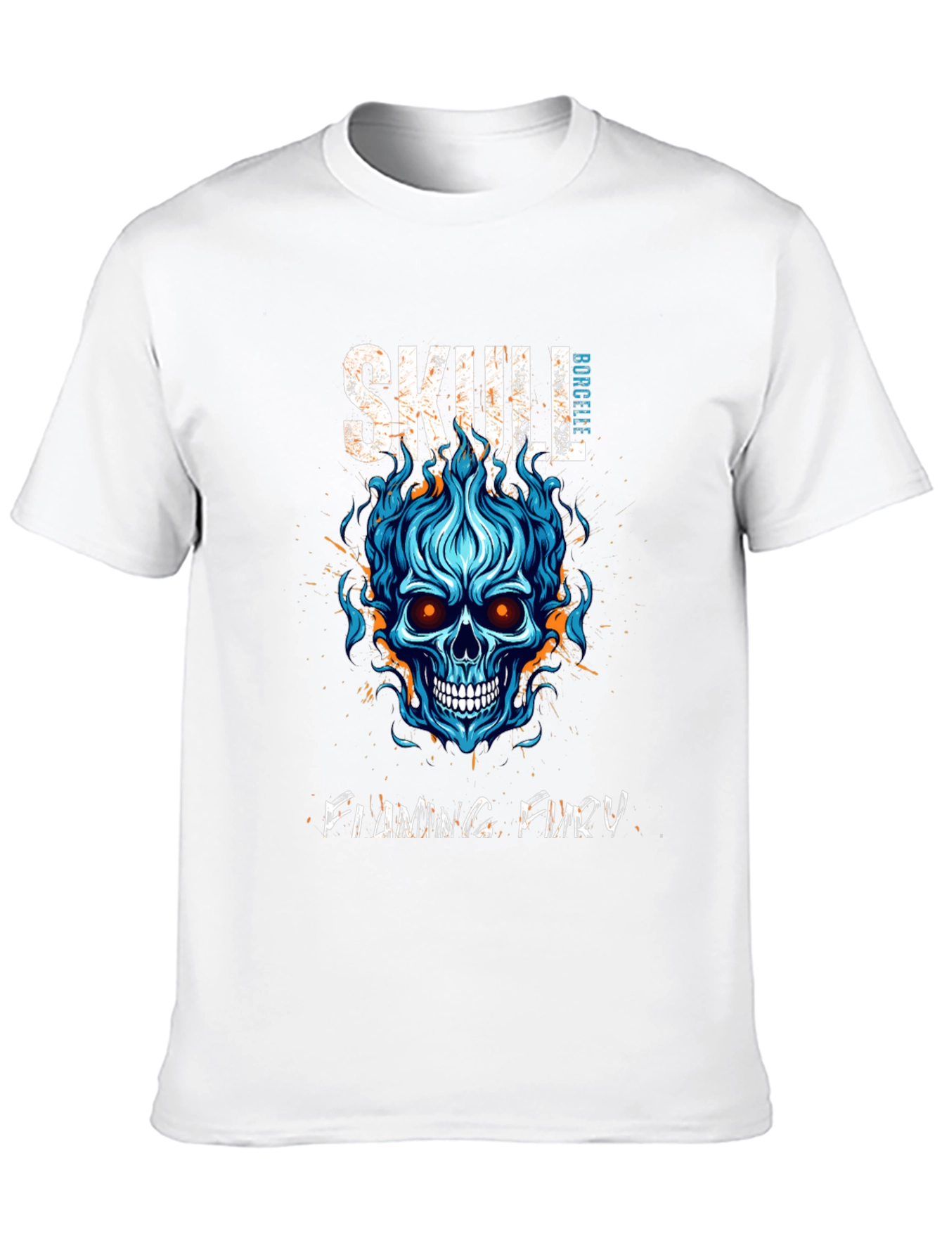 Skull Flaming Fury Graphic Print T-Shirt