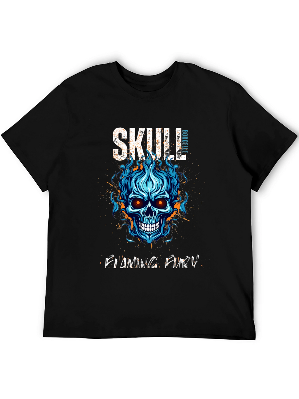 Skull Flaming Fury Graphic Print T-Shirt