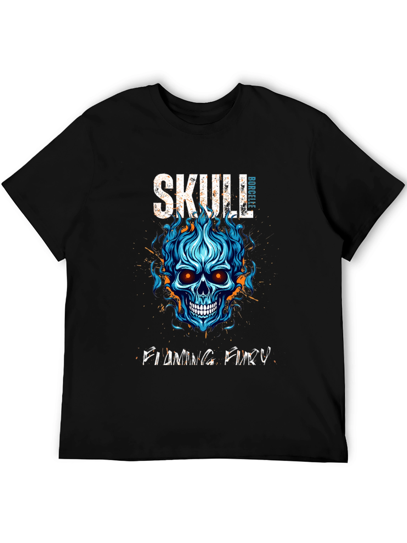 Skull Flaming Fury Graphic Print T-Shirt