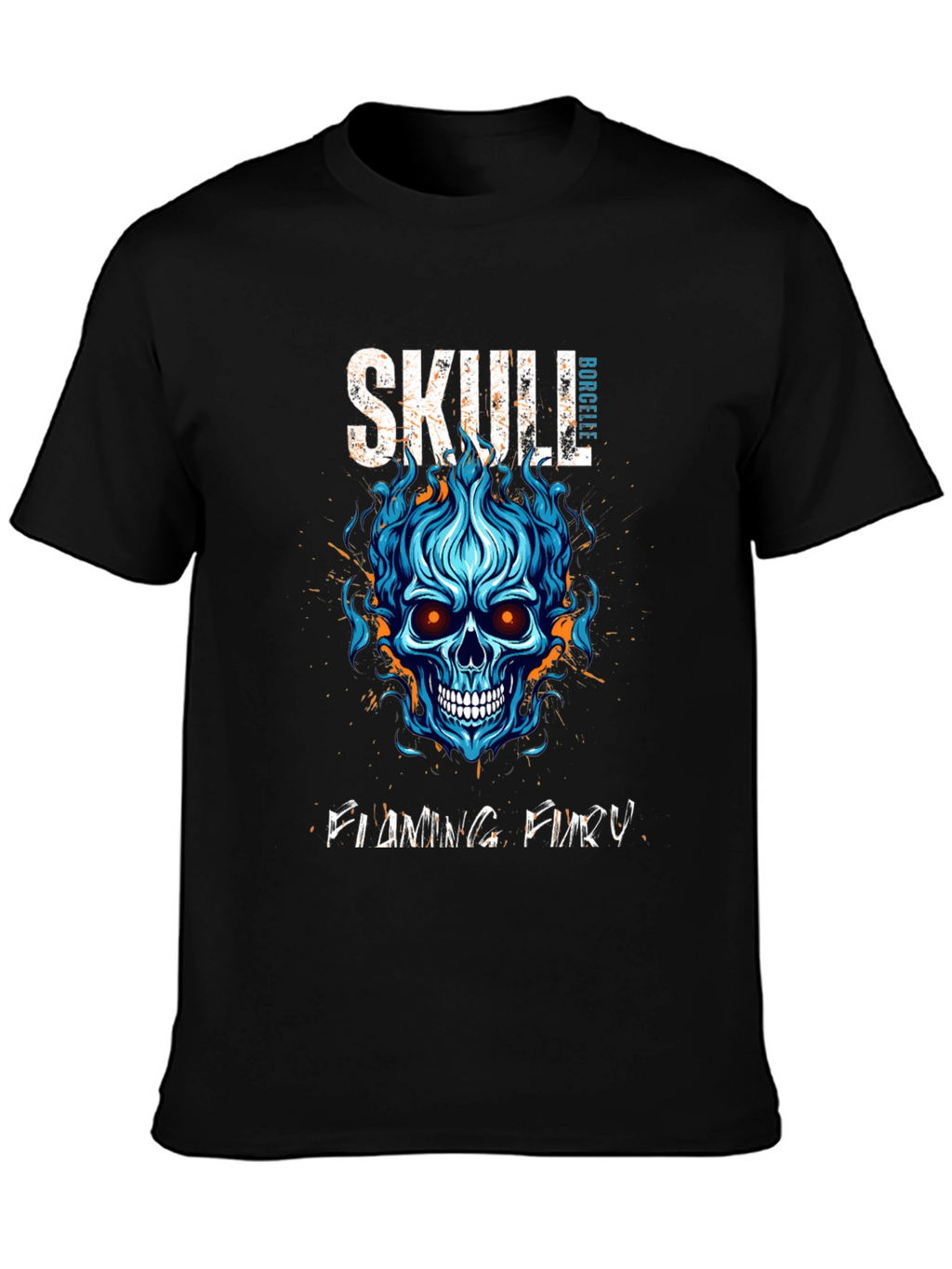 Skull Flaming Fury Graphic Print T-Shirt