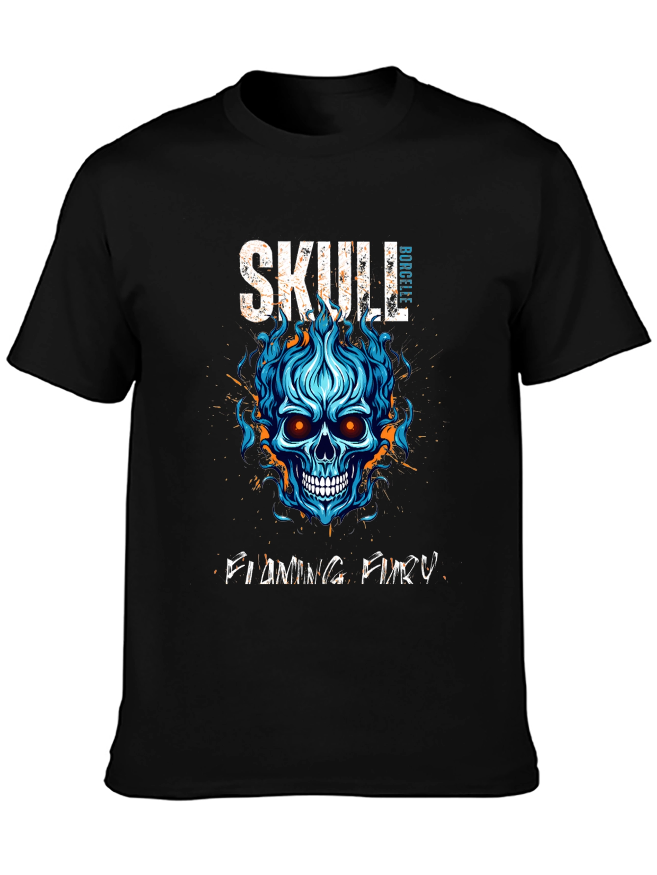 Skull Flaming Fury Graphic Print T-Shirt