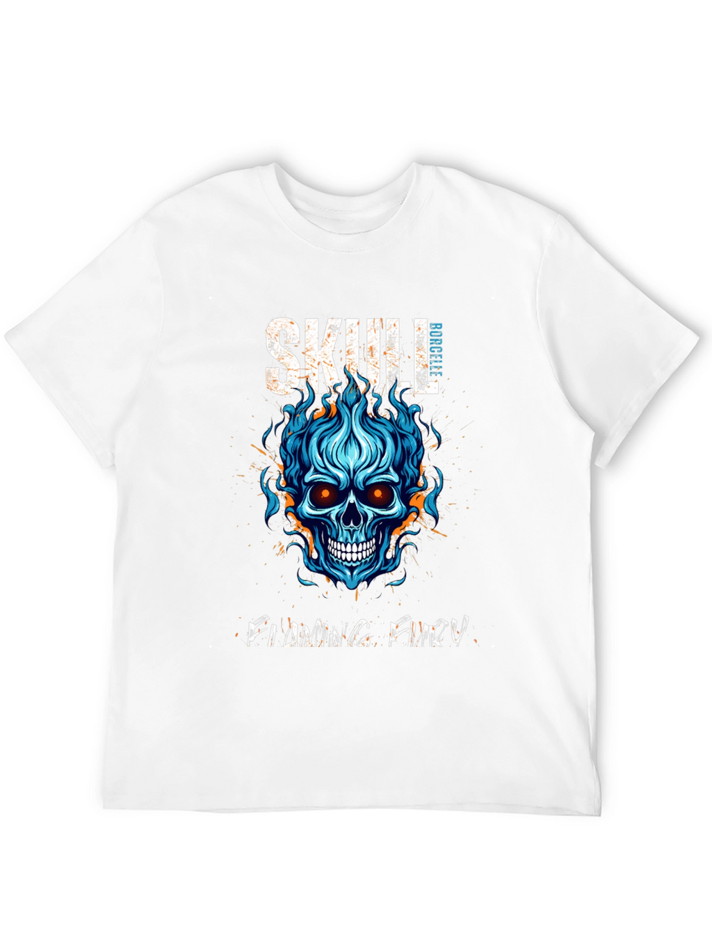 Skull Flaming Fury Graphic Print T-Shirt