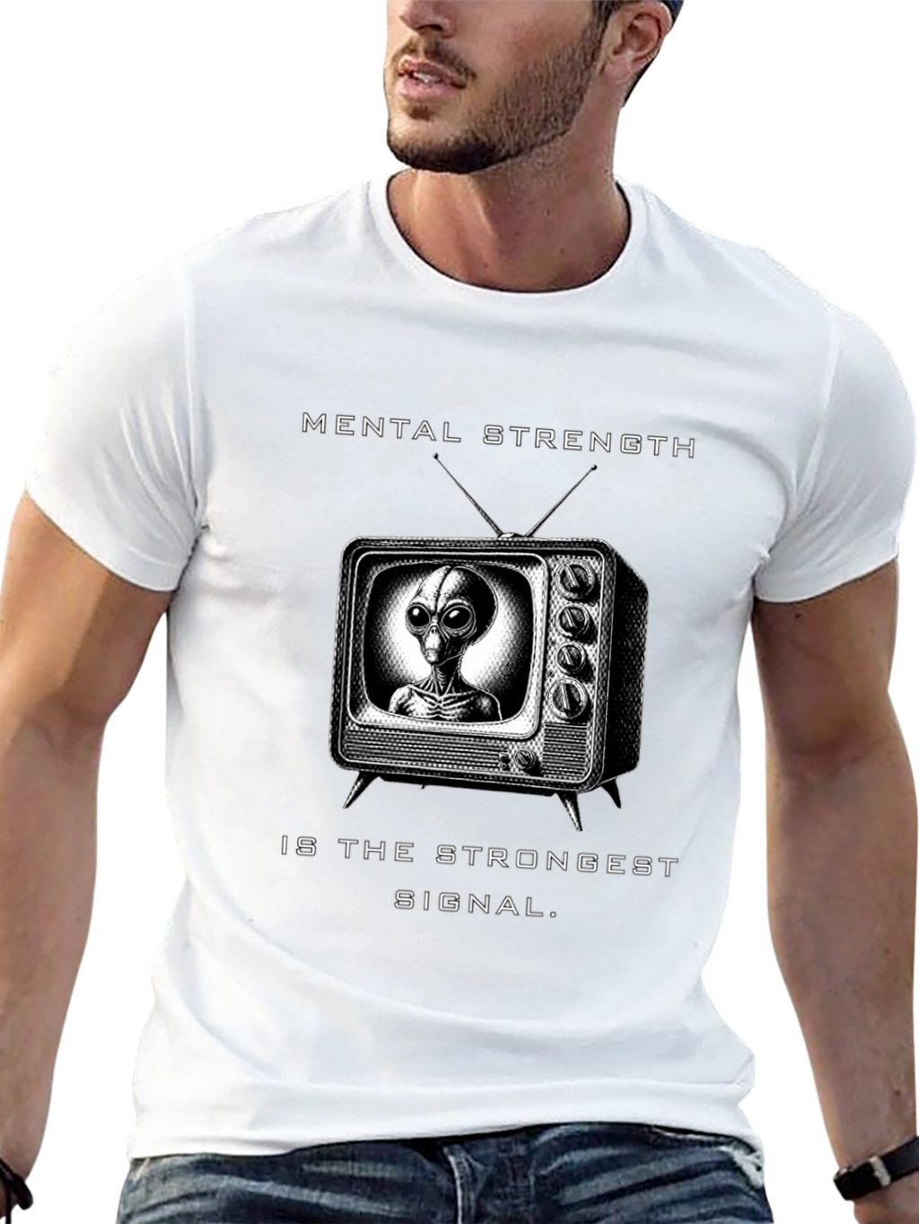 Mental Strength Alien TV Black T-Shirt