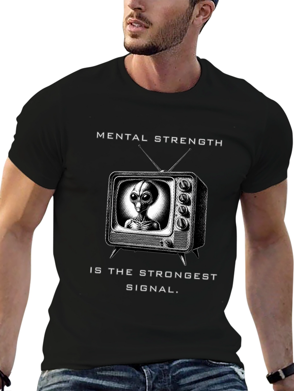 Mental Strength Alien TV Black T-Shirt