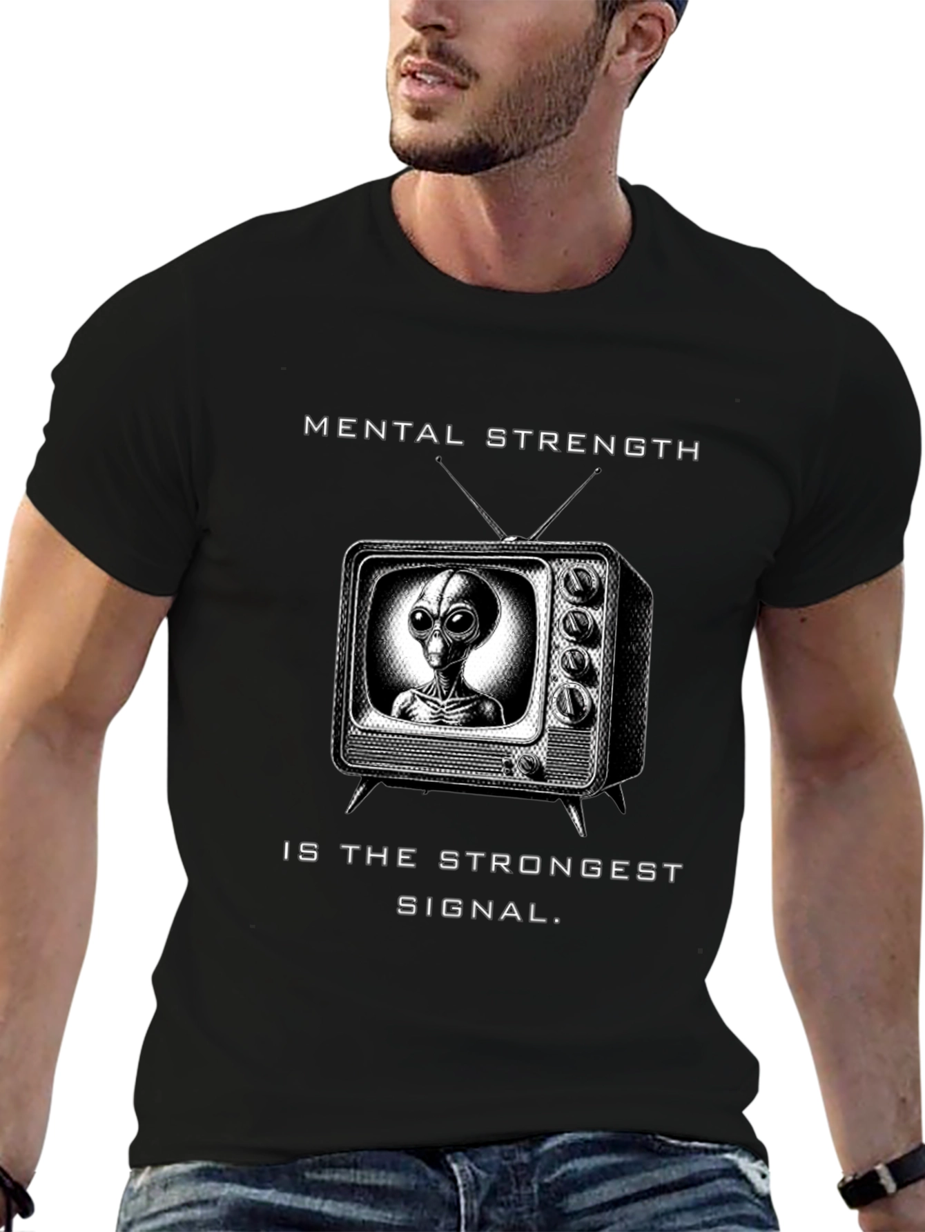 Mental Strength Alien TV Black T-Shirt