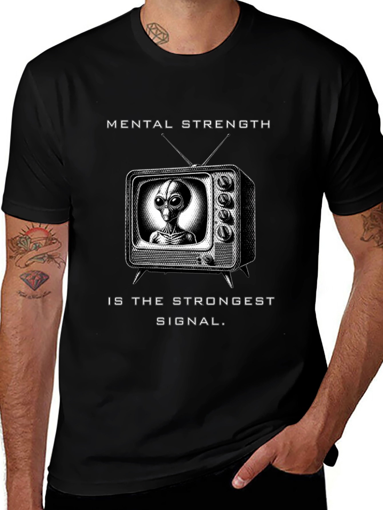 Mental Strength Alien TV Black T-Shirt