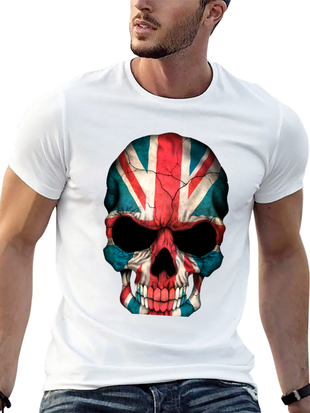 Union Jack Skull Graphic Tee - Black